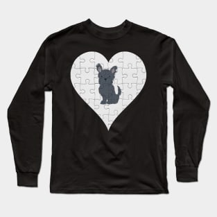 Terrier Heart Jigsaw Pieces Design - Gift for Terrier Black Lovers Long Sleeve T-Shirt